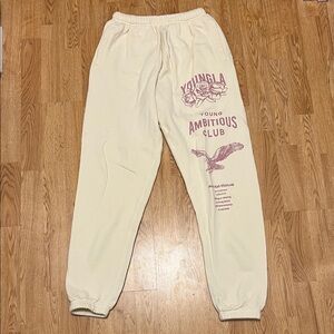 Young LA Cream Joggers with Pink Print